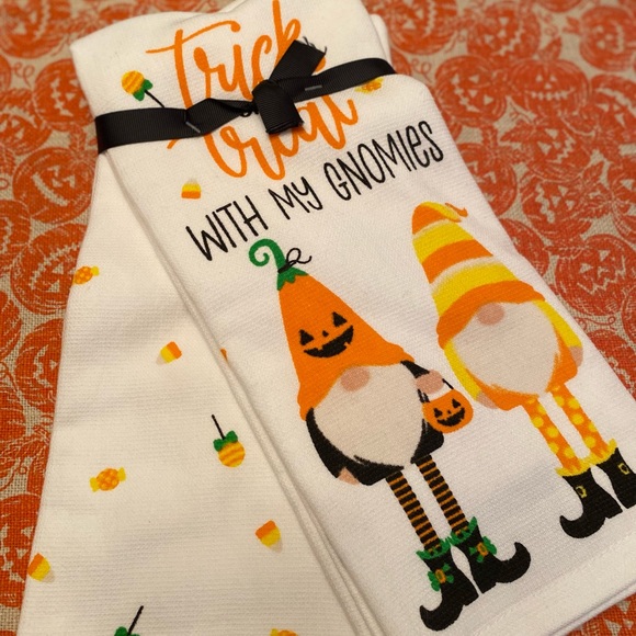 Halloween Gnome Kitchen Towels Set Of 2, Trick Or Treat With My Gnomies Towels - Picture 2 of 16
